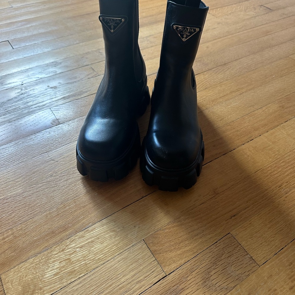 Prada Matte Black Ankle Boots for Women